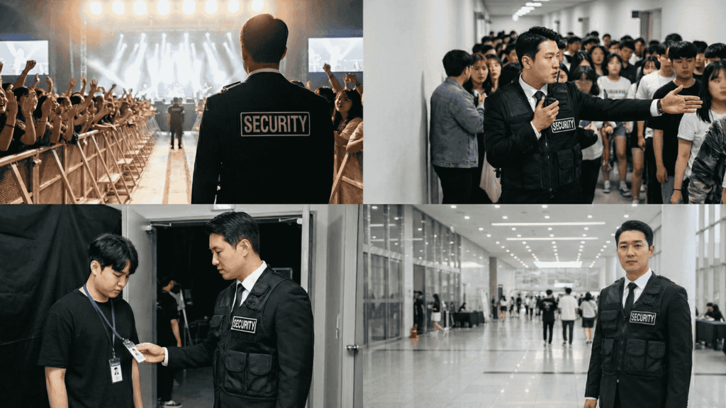 행사현장인력배치 행사경비인력배치 경비업체 보안업체 경호업체 콘서트경비 기업행사경비 콘서트보안 팬미팅경비 콘서트경호 팬미팅경호